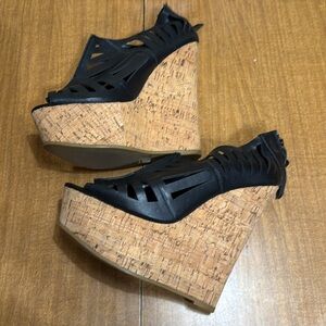 NWOT Justfab Bryony 6in Corkscrew wedges sz 9